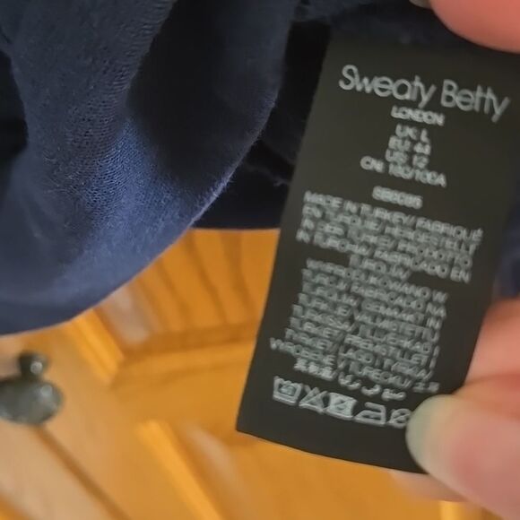 Sweaty Betty hoodie large size 12 sweatshirt  top long sleeve blue pocket Active - Picture 7 of 14